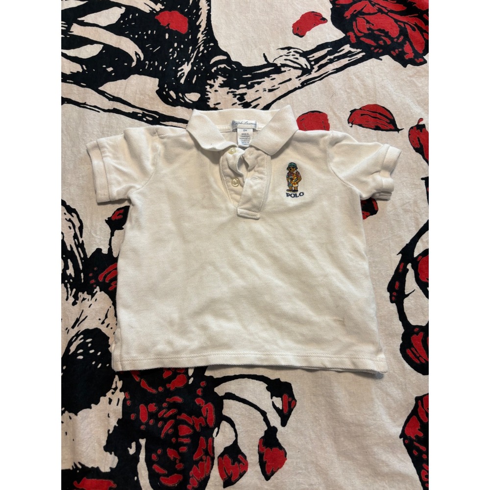 Polo Ralph Lauren Baby Boys White Polo Bear Cotton Pique Shirt 18M Toddler - Picture 1 of 3